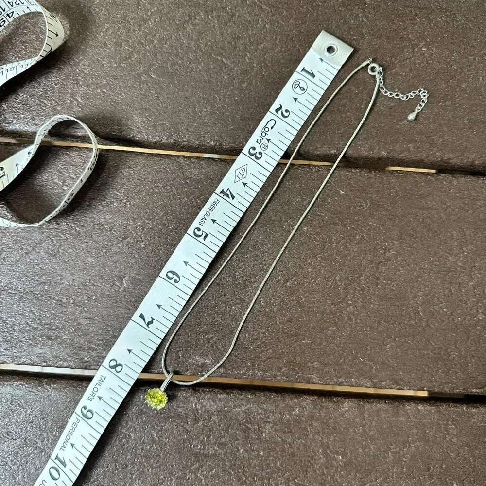 Cubic Zirconia / Faux Citrine Peridot Slide Pendant Serpentine Necklace Choker - Picture 4 of 8